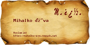 Mihalko Éva névjegykártya